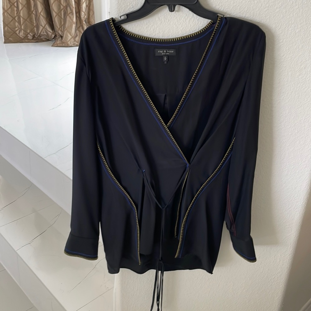 Rag & Bone Lina Tie-Waist Silk Top